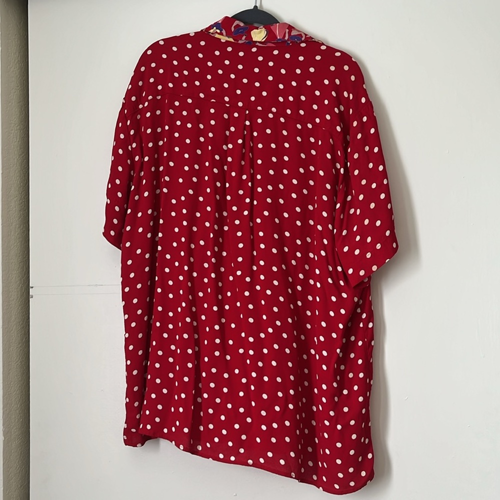 Marla Duran Women's Vintage 90s Lagenlook Polka Dot Oversized Rayon Crepe Top 1X - Picture 3 of 14